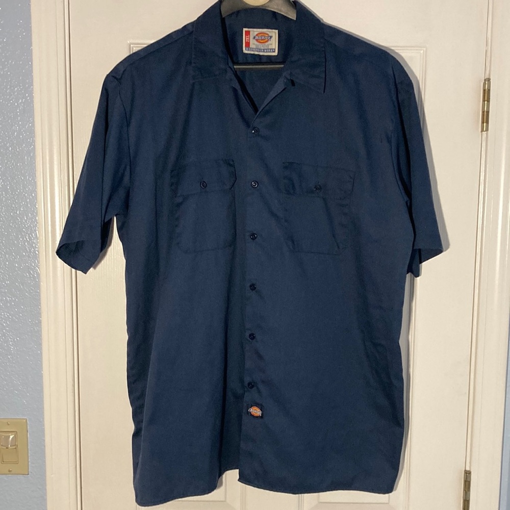 Dickies Vintage Short Sleeve Navy Work Shirt- Size 2XL
